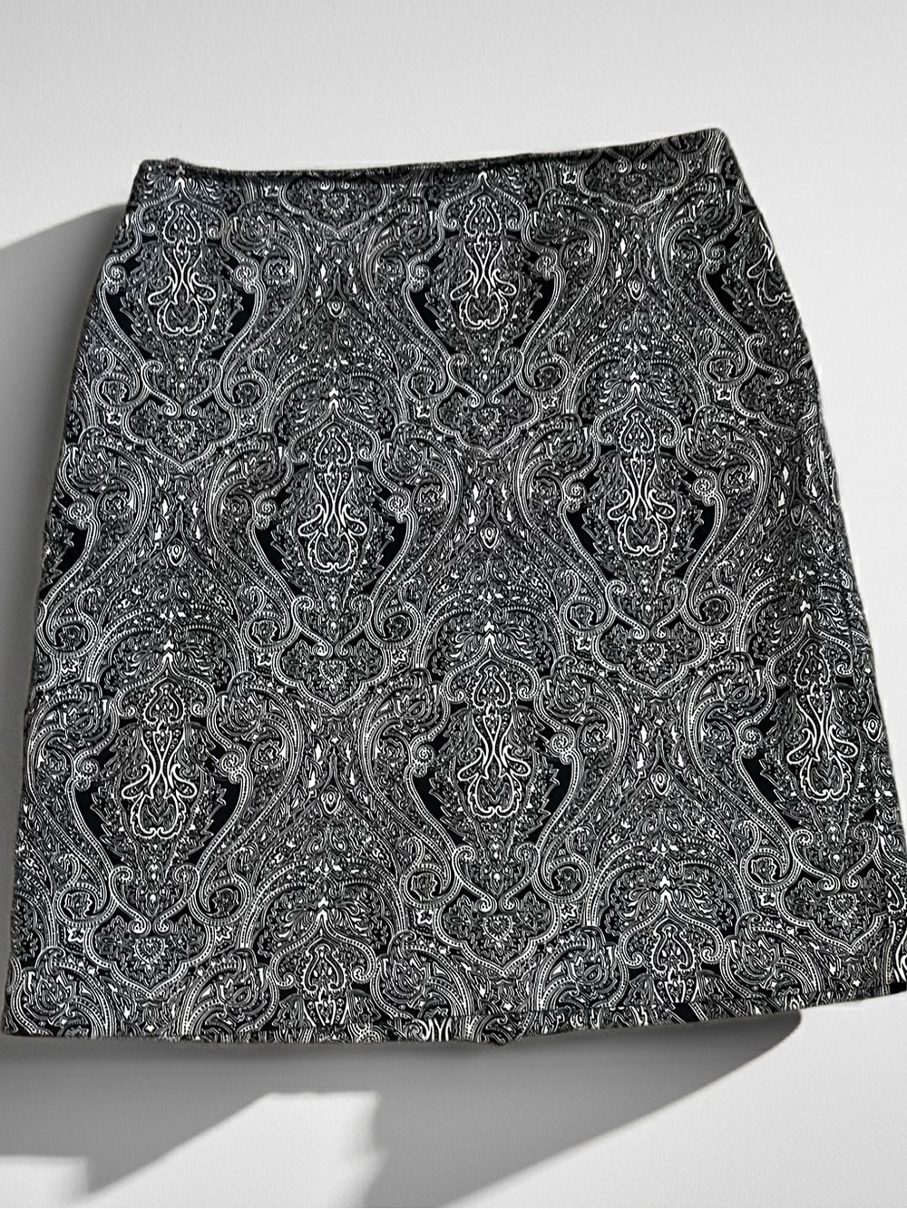 Talbots Black and White Paisley Mini Skirt